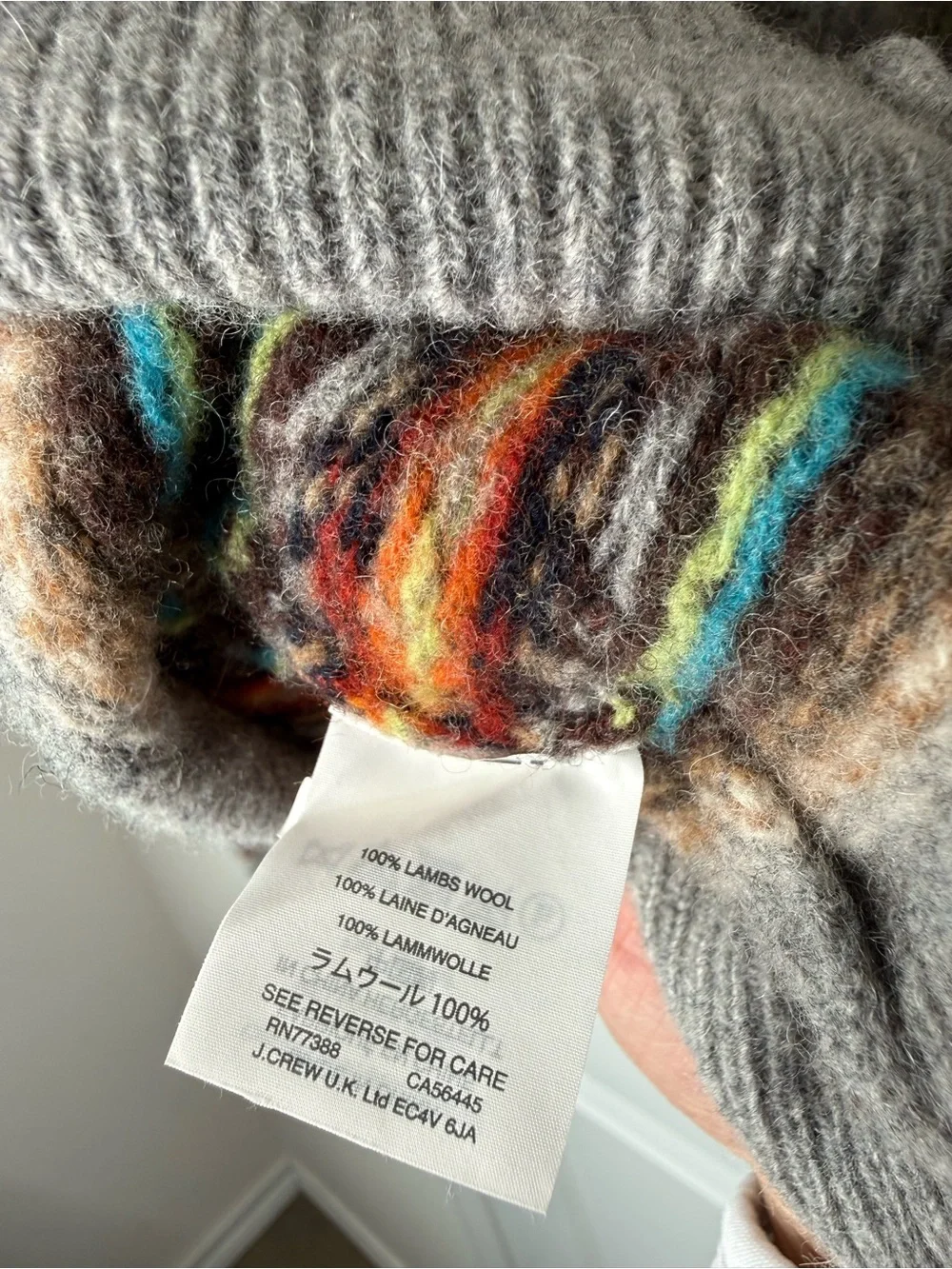 J. Crew Men's L 100% Lamb Wool Sweater Classic Unique Pattern Fitted Winter Fall